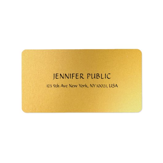 Glamor Gold Elegant Golden Modern Design Address Etiket (Voorkant)