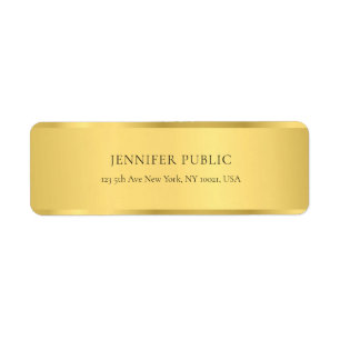 Glamor Gold Elegant Golden Modern Return Address Etiket