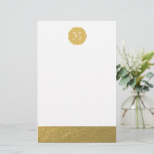 Glamor Gold Foil Background Monogram Briefpapier (Staand voorkant)