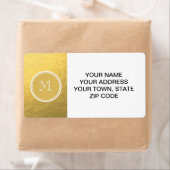 Glamor Gold Foil Background Monogram Etiket (Insitu)