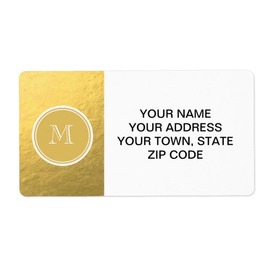 Glamor Gold Foil Background Monogram Etiket (Voorkant)