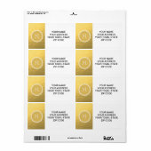 Glamor Gold Foil Background Monogram Etiket (Full Sheet)