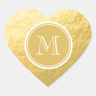 Glamor Gold Foil Background Monogram Hart Sticker