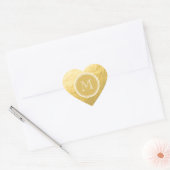 Glamor Gold Foil Background Monogram Hart Sticker (Envelop)