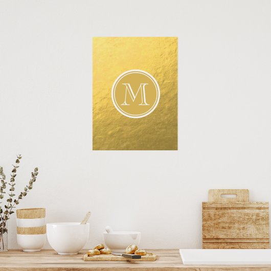 Glamor Gold Foil Background Monogram Poster (Keuken)