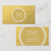 Glamor Gold Foil Background Monogram Visitekaartje (Voorkant / Achterkant)