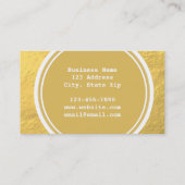 Glamor Gold Foil Background Monogram Visitekaartje (Achterkant)