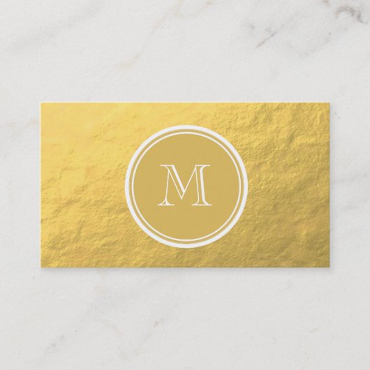 Glamor Gold Foil Background Monogram Visitekaartje (Voorkant)
