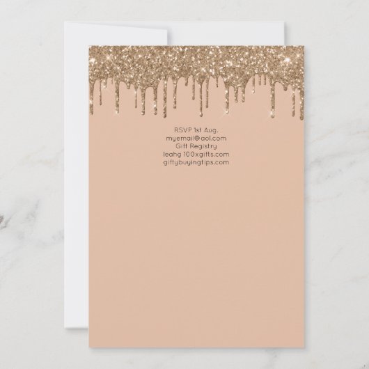 Glamor Gold Foil Glitter Quinceanera 15th Kaart (Achterkant)