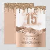 Glamor Gold Foil Glitter Quinceanera 15th Kaart (Voorkant / Achterkant)