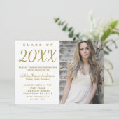 Glamor Gold Graduation Party met foto Kaart (Staand voorkant)