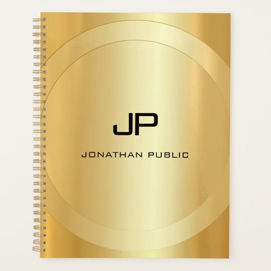 Glamor Gold Kijk Monogram Sjabloon Gepersonaliseer Planner (Voorkant)