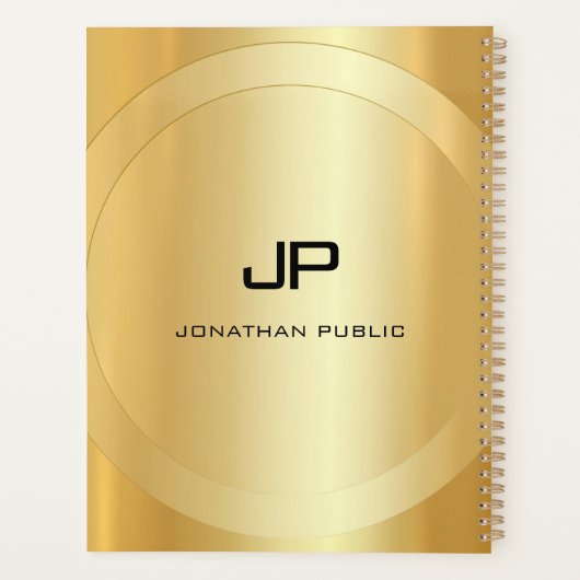Glamor Gold Kijk Monogram Sjabloon Gepersonaliseer Planner (Achterkant)