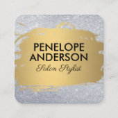 Glamor Gold Metallic geborsteld glitter Vierkante Visitekaartje (Voorkant)