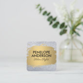 Glamor Gold Metallic geborsteld glitter Vierkante Visitekaartje (Staand voorkant)