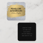 Glamor Gold Metallic geborsteld glitter Vierkante Visitekaartje (Voorkant / Achterkant)