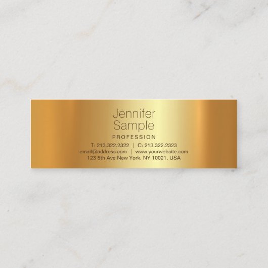 Glamor Gold Modern Beauful Plain Trending Mini Visitekaartje (Achterkant)