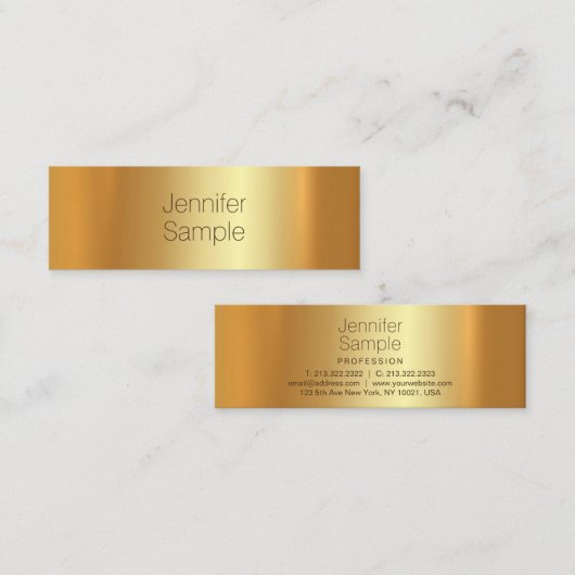 Glamor Gold Modern Beauful Plain Trending Mini Visitekaartje (Voorkant / Achterkant)