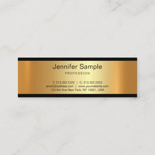 Glamor Gold Modern Charming Professional Plain Mini Visitekaartje (Achterkant)