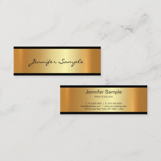 Glamor Gold Modern Charming Professional Plain Mini Visitekaartje (Voorkant / Achterkant)