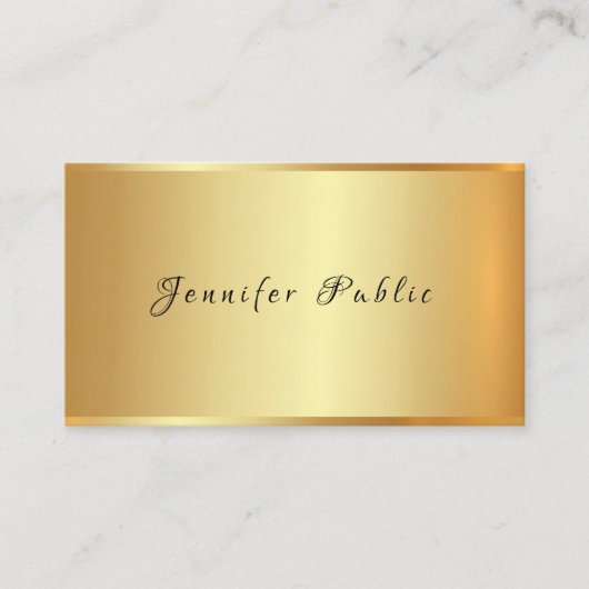 Glamor Gold Plain Professional Hand Script Modern Visitekaartje (Voorkant)