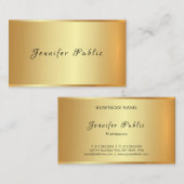 Glamor Gold Plain Professional Hand Script Modern Visitekaartje (Voorkant / Achterkant)