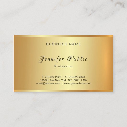 Glamor Gold Plain Professional Hand Script Modern Visitekaartje (Achterkant)