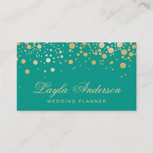 Glamor Gold Stippen Decor - Retro Emerald Green Visitekaartje (Voorkant)