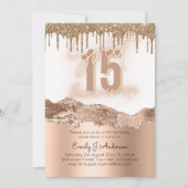 Glamor Goud Folie Glitter Quinceanera 15e Kaart (Voorkant)