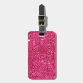 Glamor Hot Pink Glitter Bagagelabel (Voorkant verticaal)