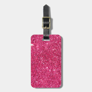Glamor Hot Pink Glitter Bagagelabel