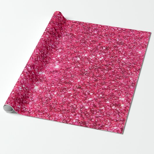Glamor Hot Pink Glitter Cadeaupapier (Uitgerold)