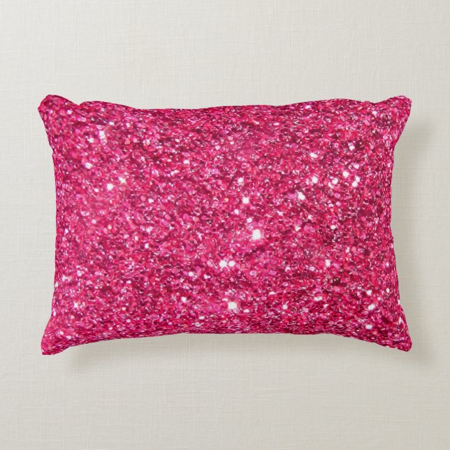 Glamor Hot Pink Glitter Decoratief Kussen (Voorkant)