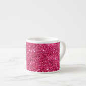 Glamor Hot Pink Glitter Espresso Kop (Voorkant rechts)