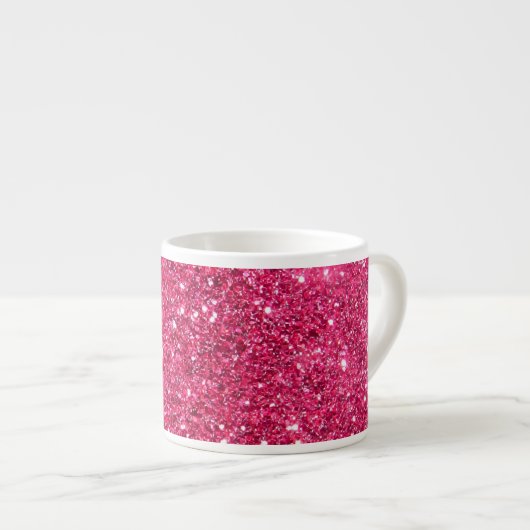 Glamor Hot Pink Glitter Espresso Kop (Voorkant rechts)