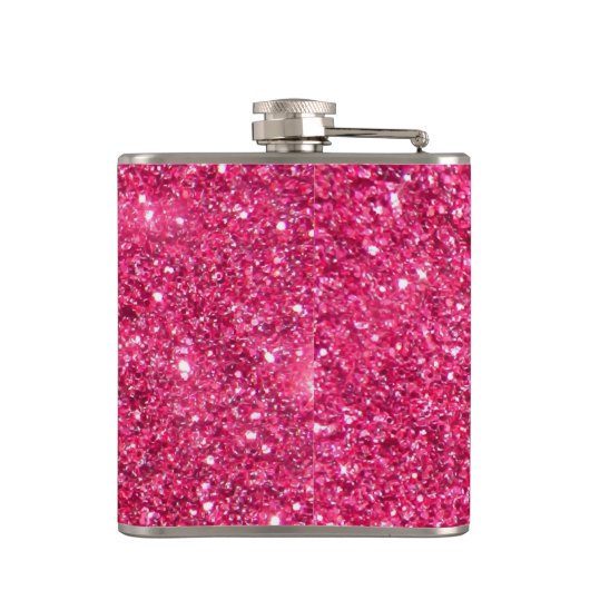 Glamor Hot Pink Glitter Heupfles (Achterkant)