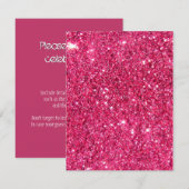 Glamor Hot Pink Glitter Kaart (Voorkant / Achterkant)