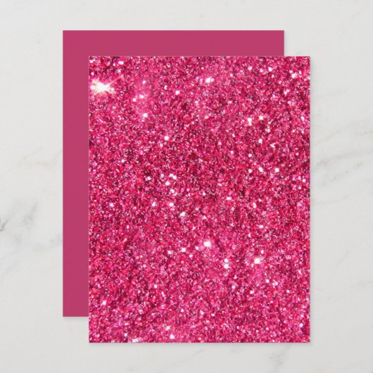Glamor Hot Pink Glitter Kaart (Voorkant / Achterkant)