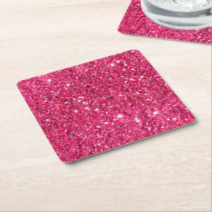 Glamor Hot Pink Glitter Kartonnen Onderzetters