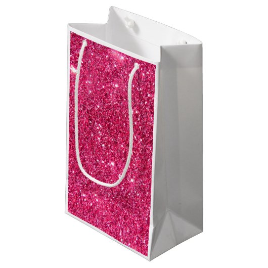 Glamor Hot Pink Glitter Klein Cadeauzakje (Voorkant Gekanteld)