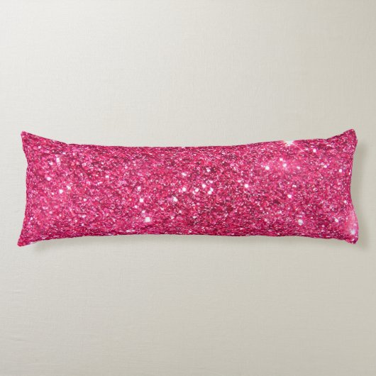 Glamor Hot Pink Glitter Lichaamskussen (Voorkant)