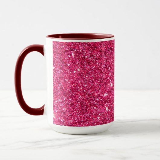 Glamor Hot Pink Glitter Mok (Links)