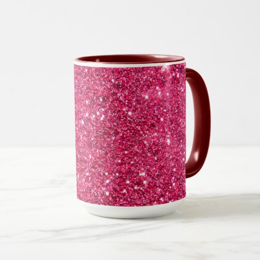 Glamor Hot Pink Glitter Mok (Voorkant rechts)