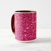 Glamor Hot Pink Glitter Mok (Voorkant links)