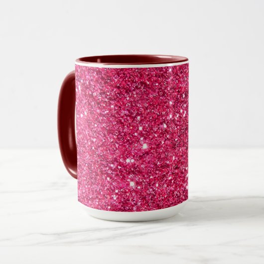 Glamor Hot Pink Glitter Mok (Voorkant links)