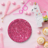 Glamor Hot Pink Glitter Papieren Bordje (Feest)