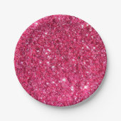 Glamor Hot Pink Glitter Papieren Bordje (Voorkant)