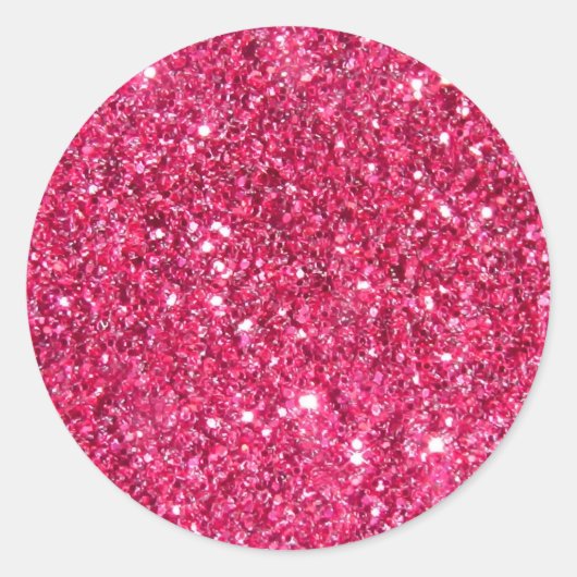 Glamor Hot Pink Glitter Ronde Sticker (Voorkant)