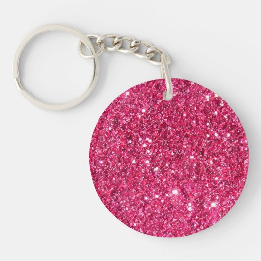 Glamor Hot Pink Glitter Sleutelhanger (Voorkant)