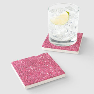 Glamor Hot Pink Glitter Stenen Onderzetter